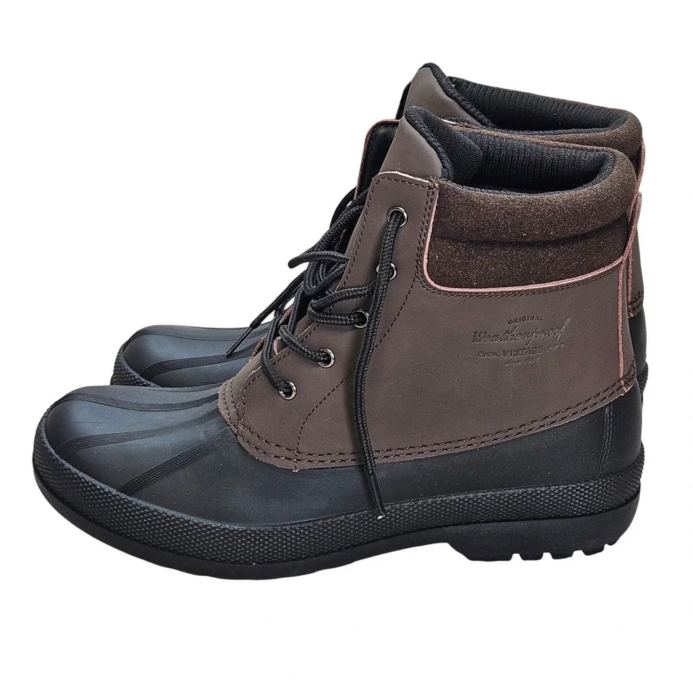 Weatherproof Vintage Luke‎ Mens Brown Black Thermolite Insulated Duck Boots 12M